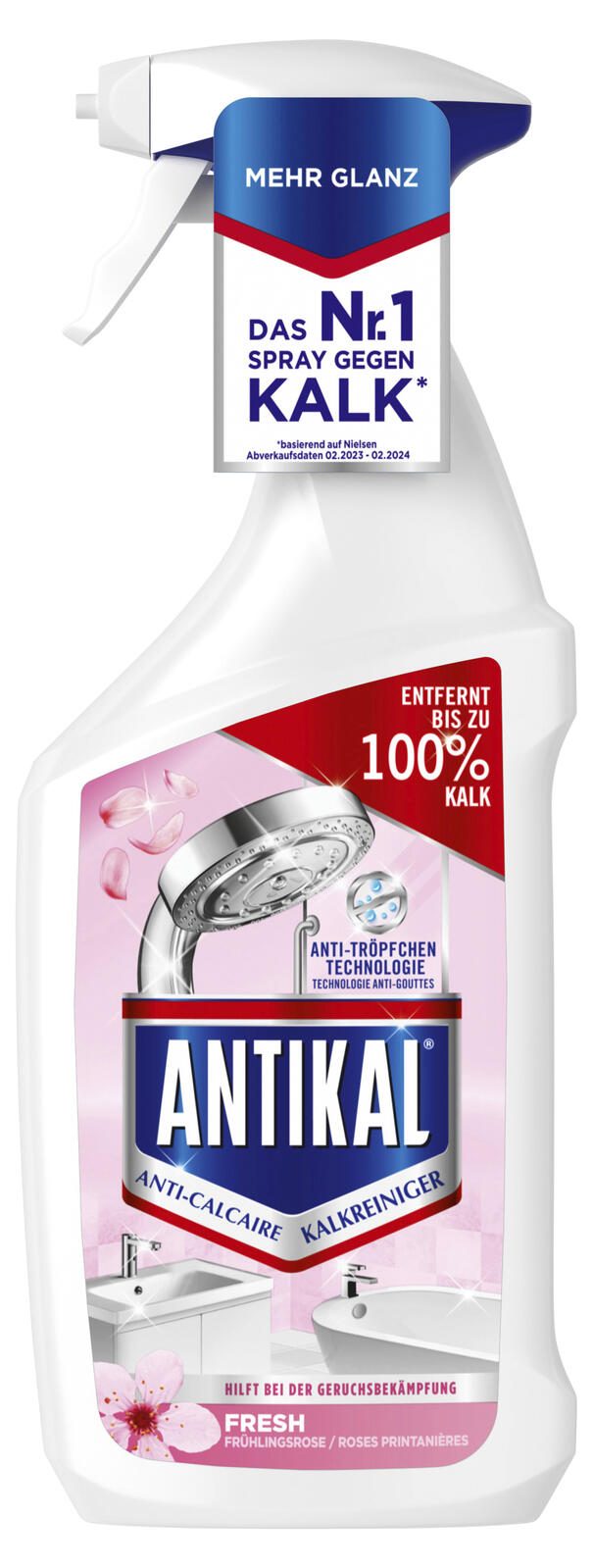 ANTIKAL® FRESH Badreiniger Frühlingsrose 0,80 l 8700216710756