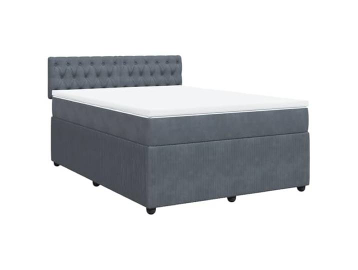 PUGYNBK Boxspringbett, Samt, Dunkelgrau, 140 x 200 cm Taschenfedern, waschbarer Matratzenschoner, Lattenrost, atmungsaktive Unterstützung