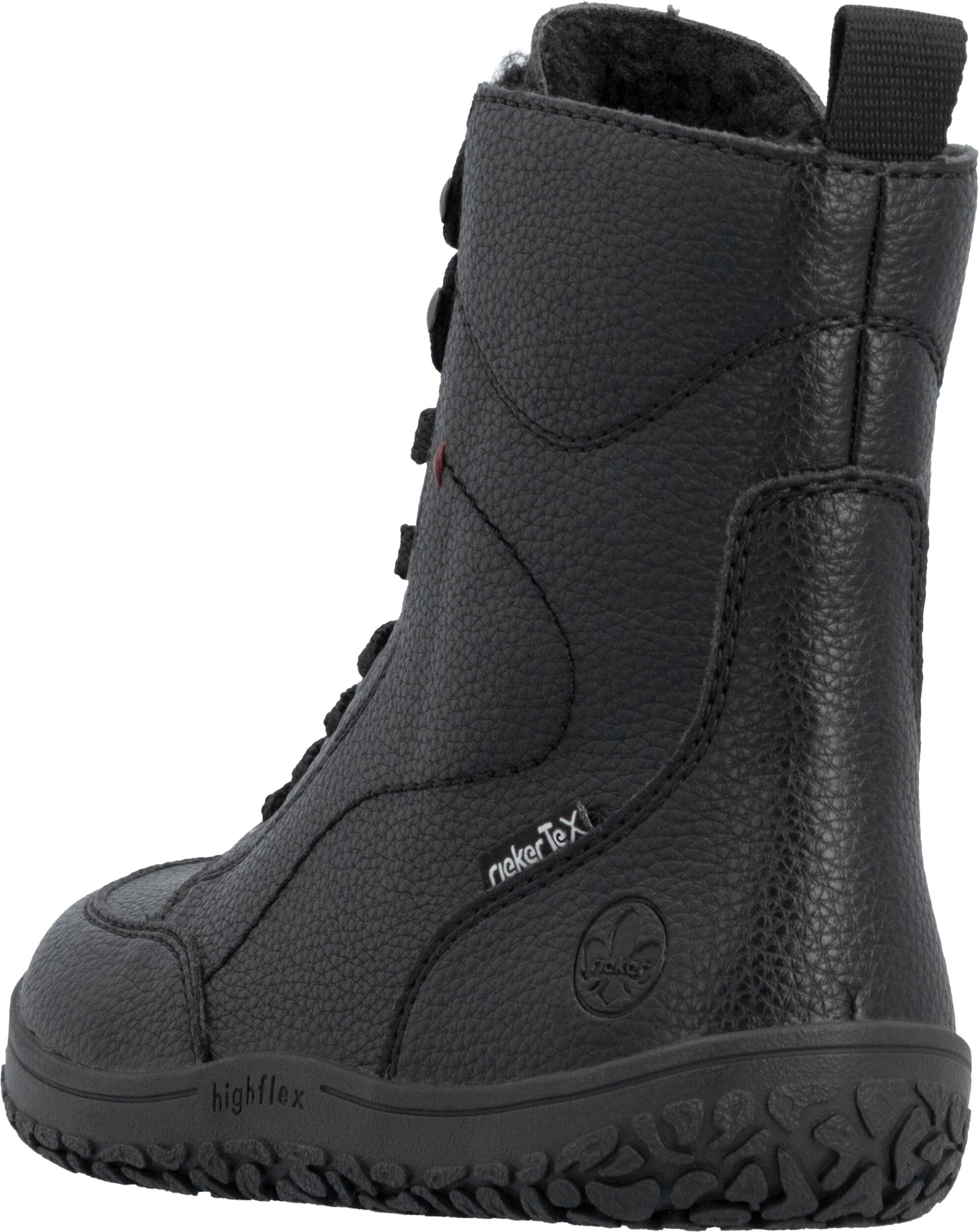 Winterboots RIEKER, Damen, Gr. 39, Warmfutter, schwarz, Lederimitat, Schuhe Winterboots, Schnürboots, Outdoorschuh mit wasserabweisender Rieker TEX Membran
