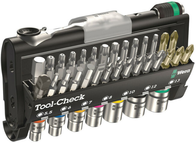 Assortiment de clés à douille/d'embouts Tool-Check 38-pces fente/PH/PZD/T/clique ; Wera (05073220001)