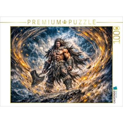 CALVENDO Puzzle Berserker Puzzle Fantasy Krieger mit Magischem Feuerring | 1000 Teile Lege-Größe 64x48cm Foto-Puzzle für glückliche Stunden