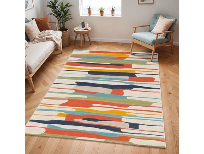 Livabliss Houston Atlanta Tapis 160x220 cm – Orange\, Bleu\, Beige