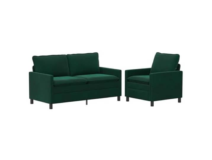 Favemtsl Couch Set 2-Teilig Dunkelgrün Samt 3-Sitzer Sofa Metallrahmen Elegante Samt-Sitzgruppe für Wohnzimmer und Gästebereich, doppellagige Polsterung und abnehmbare Bezüge für Komfort.