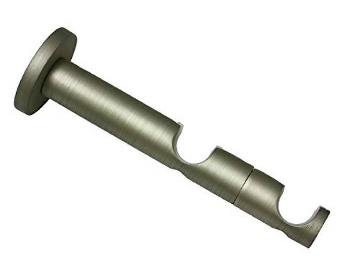 Gardinia Kombiträger mit Metallmontageplatte für Gardinenstangen, 2-läufig, Offen, Alle Montageteile inklusive, Serie Kira, Ø 19 mm, Metall, Champagner