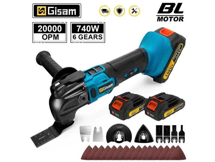 Gismis 20000OPM outil de fonction multi-outils oscillant sans brosse 6 vitesses scie électrique tondeuse pelle pour Makita 18V batterie broche