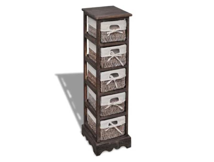 Heofavd Korbregal Holz Standregal mit 5 Körben Braun 25x28x90 cm