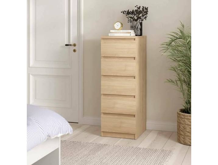 Dmora - Kommode Joelle, Mehrzweckkommode, Schlafzimmerkommode, Schrank mit Schubladen, 50x40 h111 cm, helle Eiche