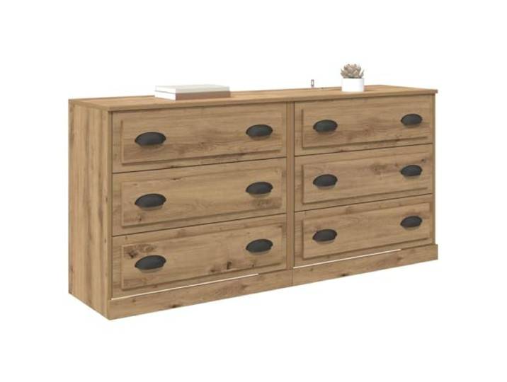 KTHLBRH Sideboards 2 Stück Eiche Handwerk 70 x 35,5 x 67,5 cm Mehrschichtholz, 6 Schubladen, mattes Finish, viel Stauraum, Metallgriffe