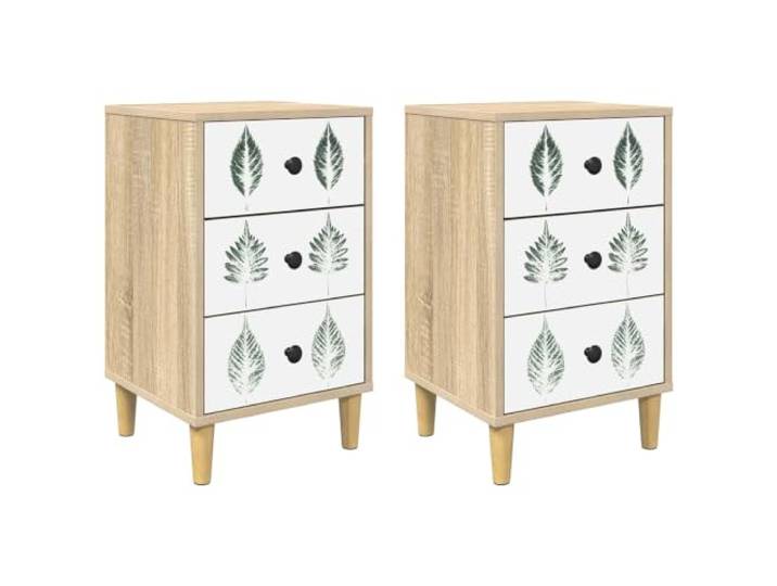 Heofavd 2er Set Nachttisch Sonoma-Eiche 36x33x60cm Nachtschrank