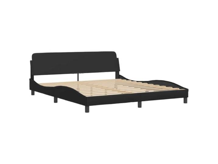 KTHLBRH Bettgestell Dover schwarz 183 x 213 cm aus Kunstleder Kopfteil inklusive, Latten aus Sperrholz, Beine aus Metall, leicht zu reinigen