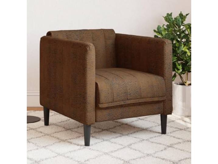 HEFZGDB Sessel Braun Kunstleder Wildleder-Optik Mikrofaser Stoff Polsterstuhl Bequem Weich Strapazierfähig Fleckenresistent Einfache Reinigung Langlebig Modernes Design Stabile Beine