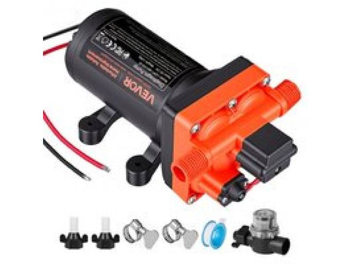 VEVOR Membranpumpe, 12 V DC, 22,7 L/min, selbstansaugende 4-Kammer-Membranwasserpumpe mit automatischem Druckschalter, 4,8 bar Druck, für Wohnmobil, Wohnwagen, Schiff, Yacht, Autowäsche