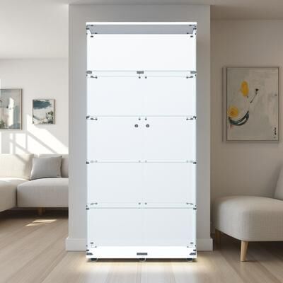ZWYO HOSIMU "74.80""H Tempered Glass Display Cabinet, Liquor & Storage Cabinet with PAIPAI Lights, Lockable Doors, Adjustable Feet"