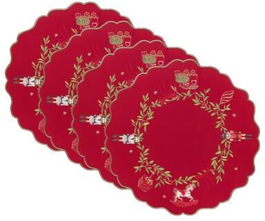 Villeroy & Boch Keepsake Ornaments Velvet Embroidered Round Placemats, Set of 4 - 15""W x 15""L"