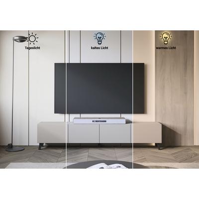 Lowboard HOME AFFAIRE "LOWBOARD PHUKET II, TV-Kommode Breite 190cm", beige (kashmir), B:190cm H:40cm T:32cm, Sideboards, Lowboard, Modernes, griffloses Design mit 4 Klappen in eleganten, matten Farben