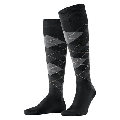 Kniestrümpfe BURLINGTON "Manchester", Herren, Gr. 40-46, Sockengröße, schwarz, Baumwollmischung, Argyle-Muster, Socken Kniestrümpfe, Einheitsgröße 40-46, Argyle-Muster, Burlington-Clip