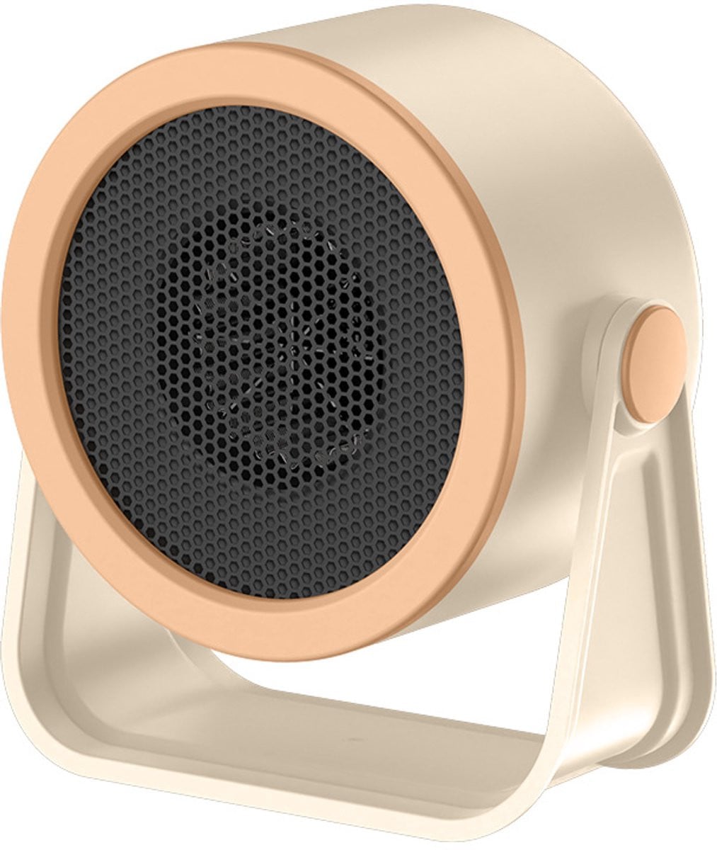 Compacte Elektrische PTC Mini Kachel met 2 Vermogensstanden - Keramische Ventilatorverwarming - Wit/Beige