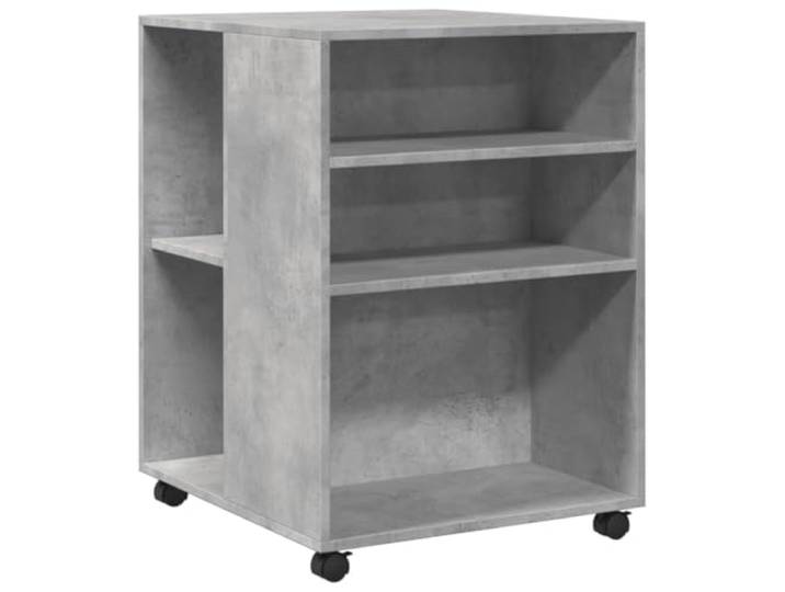 HGBNMER Beistelltisch mit Rollen Betongrau 55x60x78 cm Holzwerkstoff Zwei Ablagen, vier Schwenkrollen, zwei feststellbar, pflegeleicht, vielseitig einsetzbar