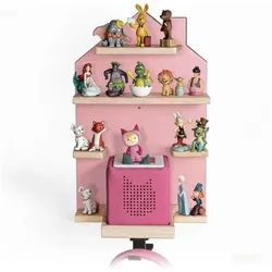 Relaxdays Toniebox Regal Haus Hellbraun,Rosa