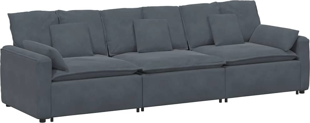 Modulares Sofa mit Kissen Dunkelgrau