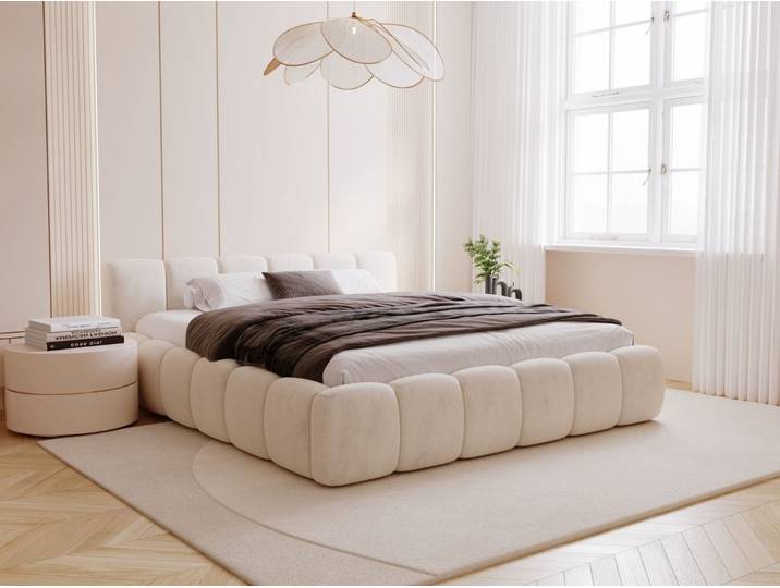 Polsterbett mit Bettkasten und Lattenrost 180x200 Cloud Low Beige