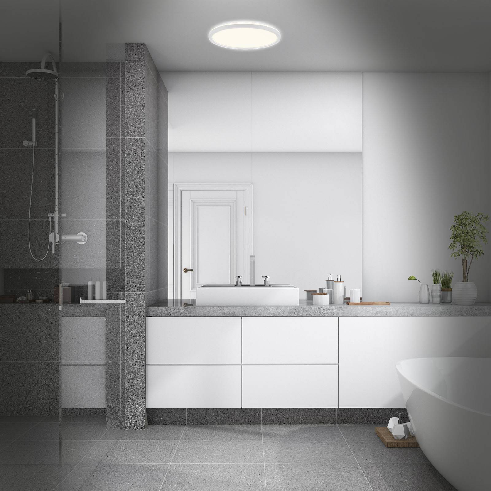 Briloner Lampa sufitowa Slim Drip, biały / opal, łazienka, tworzywo sztuczne, nowoczesny