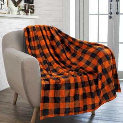 Shop Station Buffalo Plaid Flannel Throw Blanket Soft Warm Plaid Throw Blanket For Couch, Bed & Holiday Decor orange Black 27.56 39.37 In