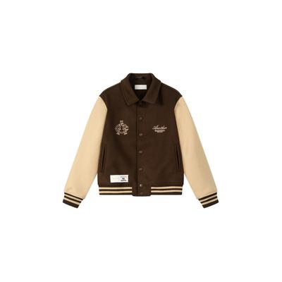 Collegejacke ANOTHER COTTON LAB "Another Cotton Lab Another College Jacket", Herren, Gr. S, braun (chocolate), 80% Polyester, 20% Wolle, oversize, amerikanischer Ausschnitt, Jacken Collegejacke