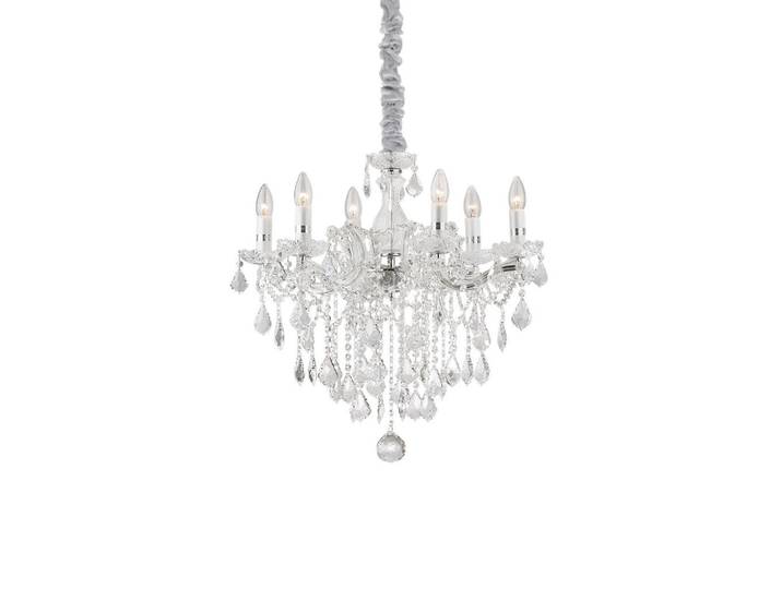 Ideal Lux Kronleuchter Florian Cromo, Chromfarben, Glas, Stein, 82-120 cm, Lampen & Leuchten, Innenbeleuchtung, Hängeleuchten, Kronleuchter