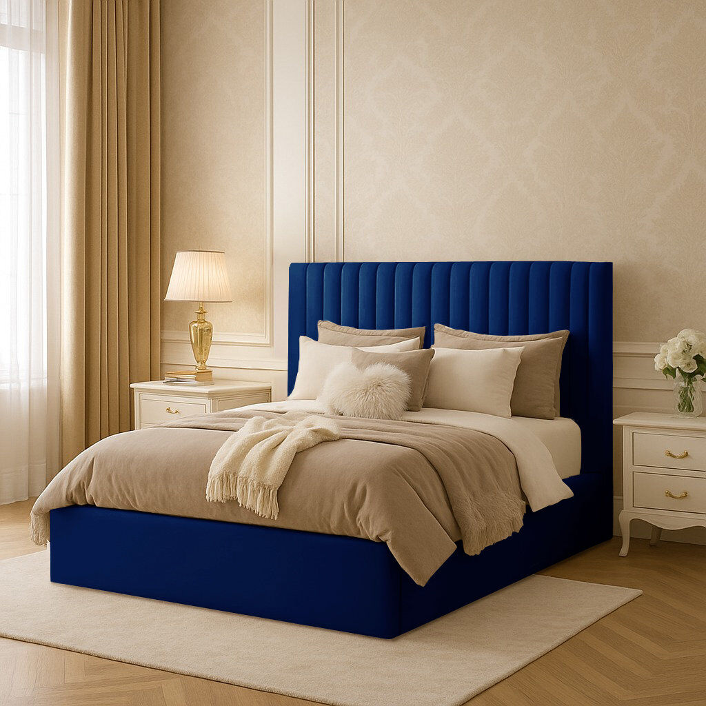 Ebern Designs Maletha Upholstered Ottoman Storage Bed Marine Single (3')