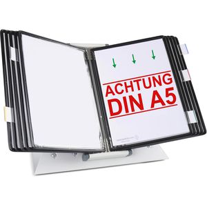 Tarifold Sichttafelsystem 435107, A5, Tischständer, schwarz, inkl. 10 Sichttafeln