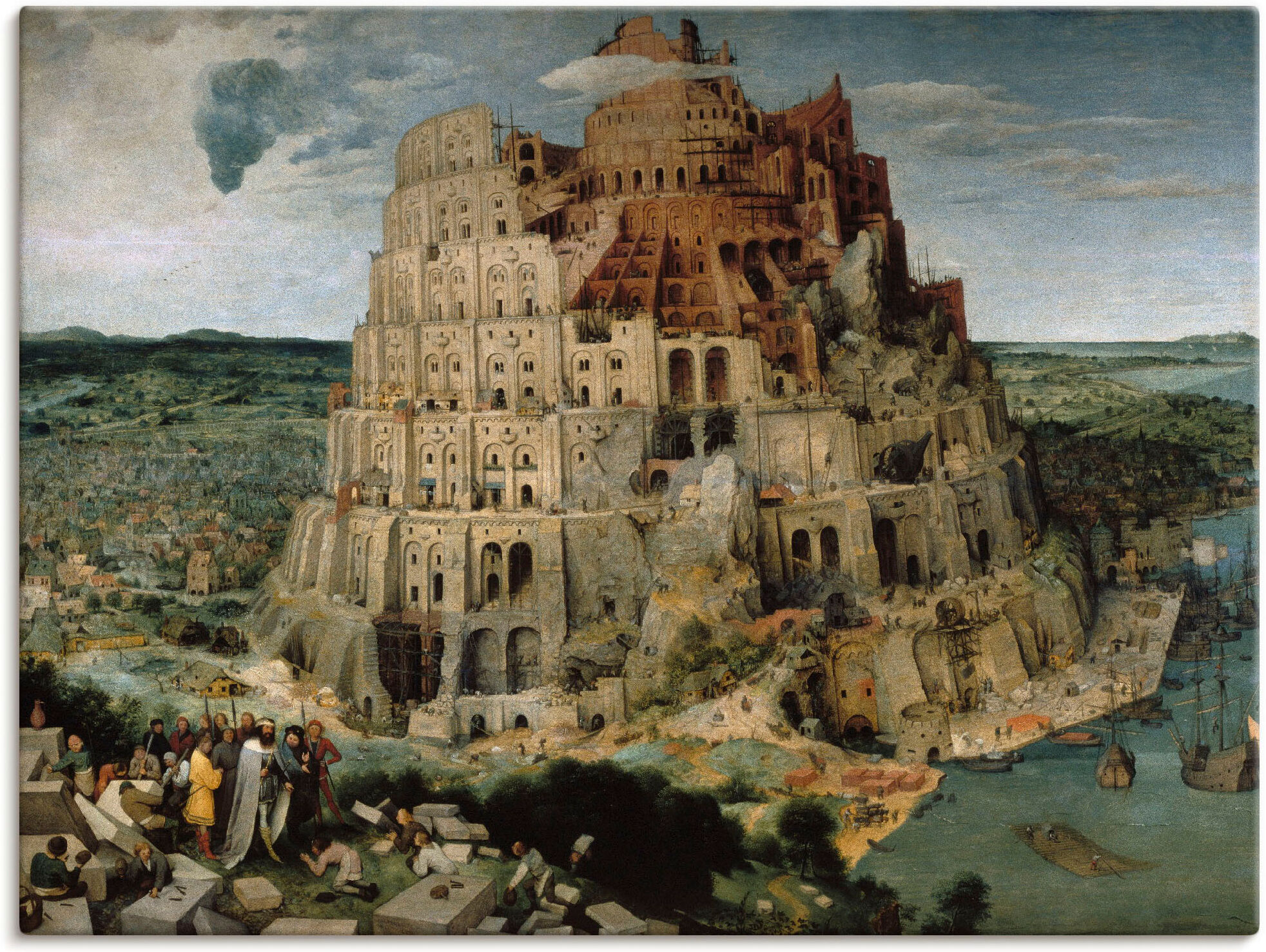 Wandbild ARTLAND "Der Turmbau von Babel. 1563", bunt (farbe bild(er): bunt), B:60cm H:45cm, Bilder, Wandbild, als Leinwandbild, Poster in verschied. Grössen farbe bild(er): bunt B/H/T: 60cm x 45cm, Leinwandbild Gebäude Querformat, 1 Stk.