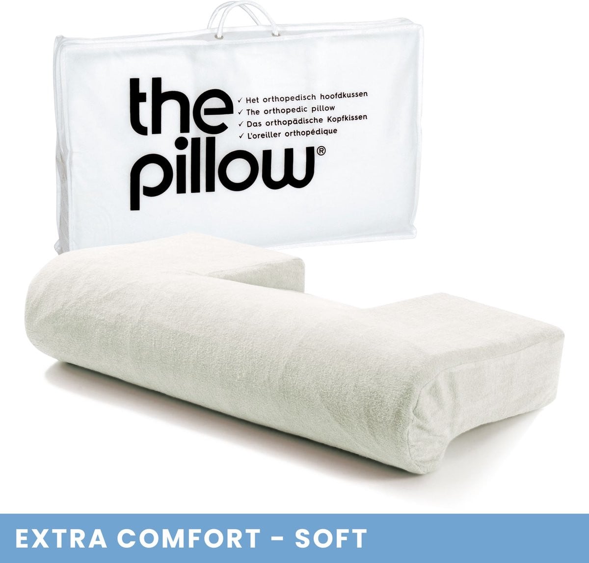 The Pillow Extra Comfort - Orthopedisch Ergonomisch Hoofdkussen tegen Nekklachten - Natuurrubber - B/D/H: 63 x 36 x 15 cm