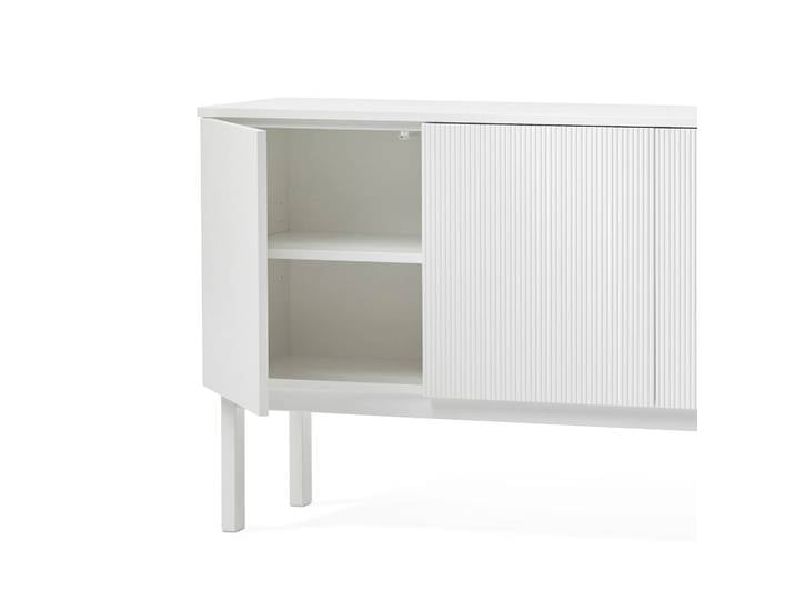 A2 Buffet Beam laqué blanc, socle blanc, plateau en marbre carrara