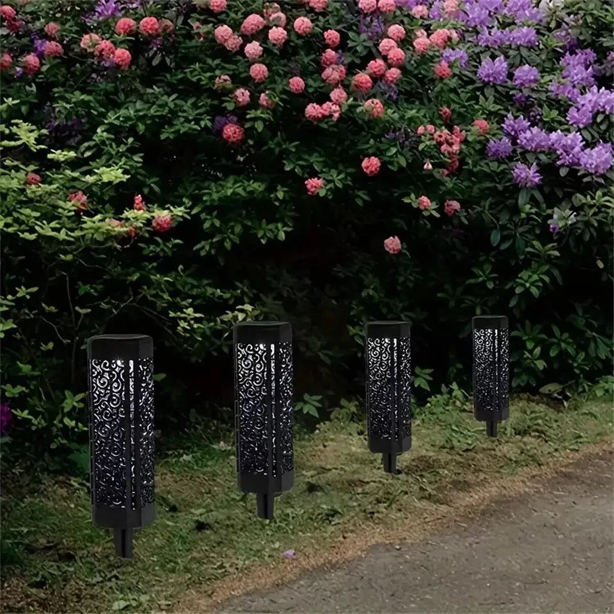 INF Lot de 6 Lampes Solaires Carrées à Motifs - Éclairage LED Extérieur pour Jardin