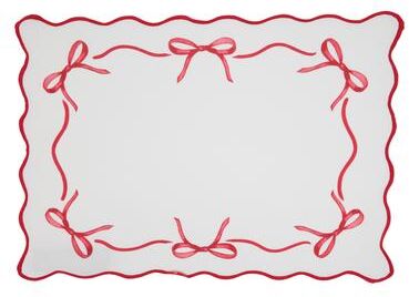 Saro Ribbon Bow Border Placemats (Set of 4) - Decorative Bow Placemats for Everyday Dining and Casual Entertaining
