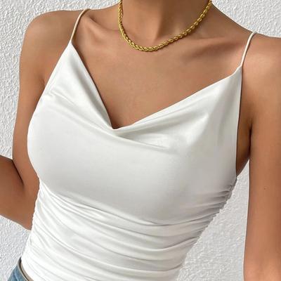 Universal Stock Fairyshely Off Shoulder Crop Top For Women Sleeveless V Neck Summer Club Cami white m
