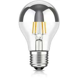 ledscom.de LED E27 Kopfspiegellampe A60 2600K warmweiß 399lm 4,3W 230V – Silberkopf Leuchtmittel  – nicht dimmbar