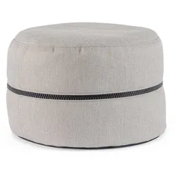 Gartenpouf Gulizar aus Olefin-Stoff, modern und rund, wasserabweisend, hellgrau, mit abnehmbarem Bezug