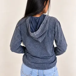 Small Stone Washed Hoody Shirt Kangaroo Pocket - Dusty Lavender
