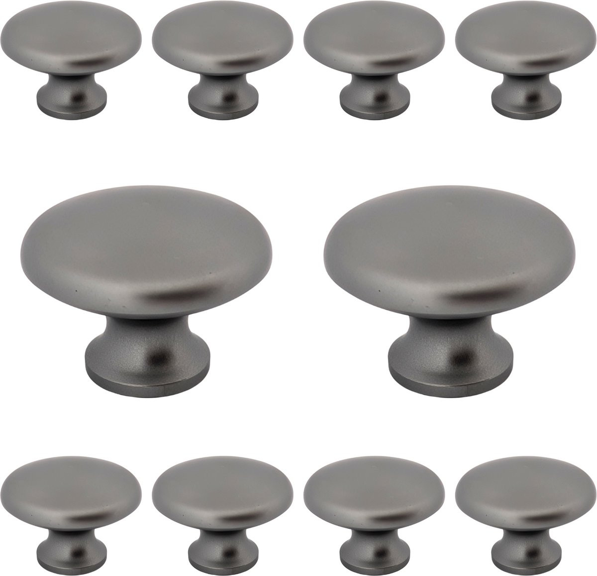 Set van 20 grijze Macon meubelknoppen met een diameter van 27 mm