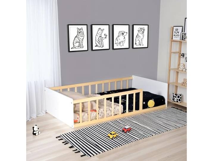 LIT Pilou 80x160 + sommier\, Blanc et Naturel