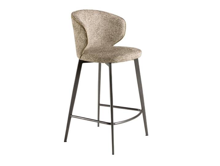 Tabouret en tissu marron chiné