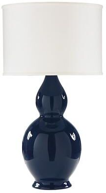 Brynn Double Gourd Lamp with Shade - Sage with Box Pleat Linen White Shade - Ballard Designs