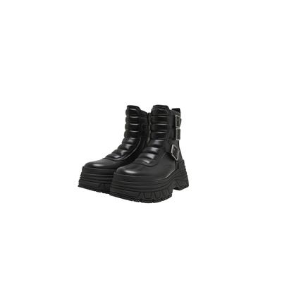 Stiefelette BUFFALO "Buffalo FUSION BIKER MID", Damen, Gr. 40, schwarz, Polyurethan, unifarben, Schuhe Stiefelette