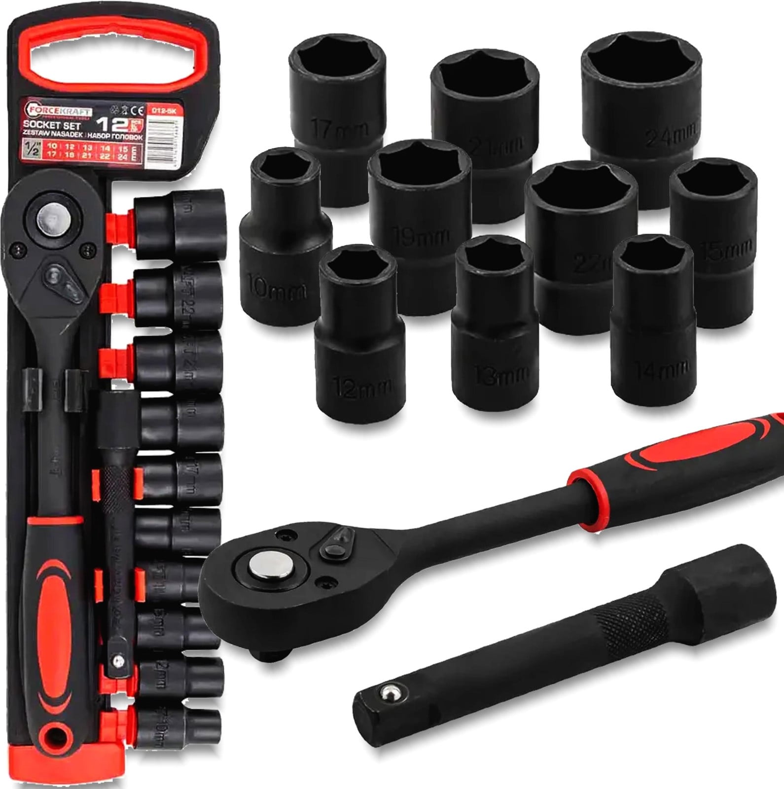 FORCEKRAFT 12-delige steeksleutels set, 1024 mm