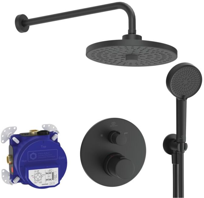 Ideal Standard T100 Armaturen-Set A7671XG Unterputz-Brausethermostat, silk black