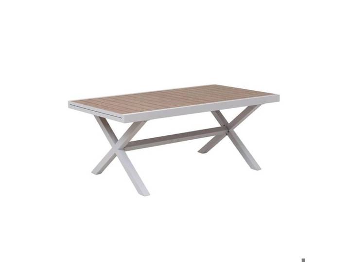 Table de jardin blanche et effet bois en aluminium Ayden