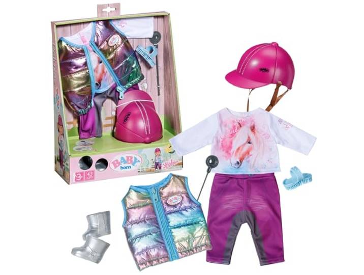 BABY born Deluxe Reiter-Outfit mit Hose, Stiefeln und Helm für 43 cm Puppen, 836194 Zapf Creation