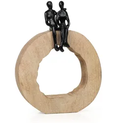 Moritz Dekofigur Be Together 36 cm aus Mangoholz und Aluminium Skulptur mit zwei Personen Symbol für Liebe und Zusammenhalt Handarbeit modern auf Holzsockel